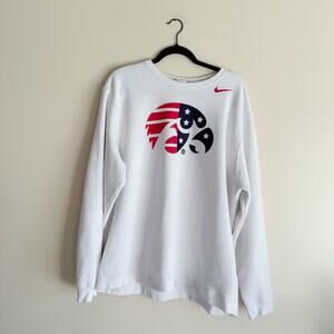 Nike White Iowa Hawkeyes USA Flag Tiger Hawk Fleece Crewneck Sweatshirt XXL